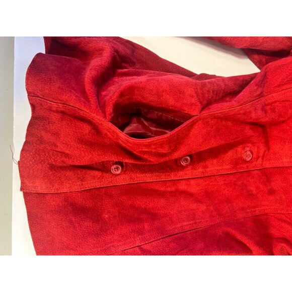 Vintage Red Suede Leather Jacket by Jaclyn Smith Button-Front Womens Size M - Picture 11 of 12